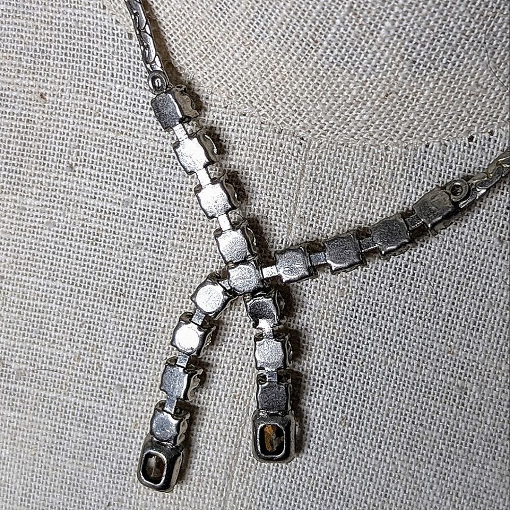 Vintage Rhinestone And Silver Choker Style Necklace 5" Diameter - Picture 9 of 12
